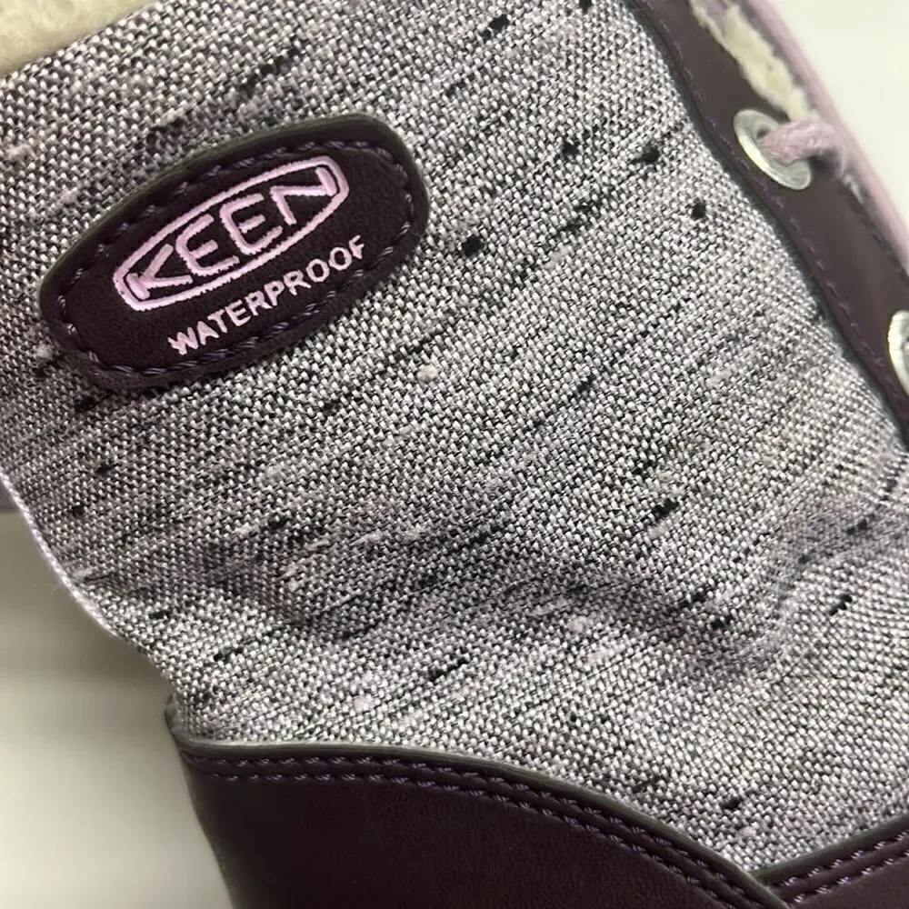 Keen Girl’s Waterproof Rubber Sherpa Lined Heather Purple Lace Up Boots Size 3